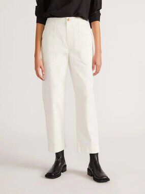 Everlane Organic Cotton Herringbone Pant | Bone, Size 8